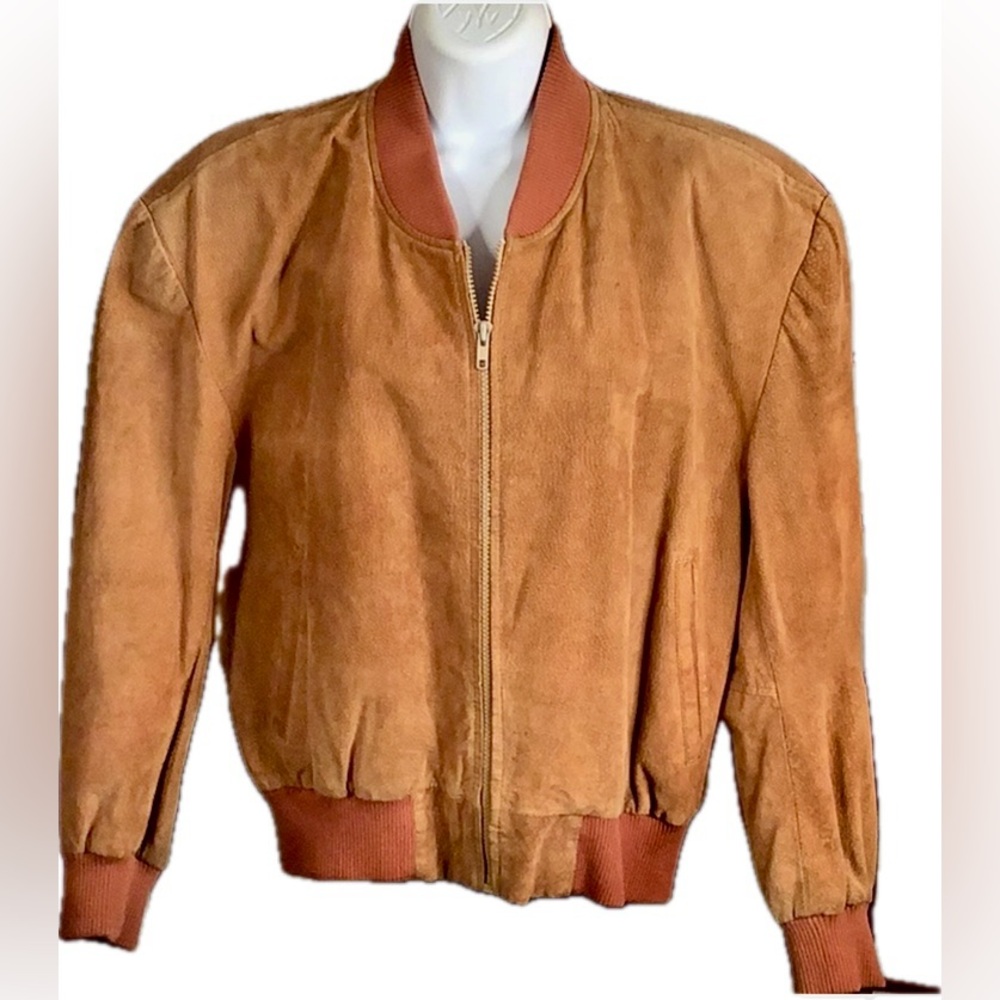 Vintage 80’s Diani M Leather Jacket Puffy Shoulder  Suede Coat Full Zip Soft